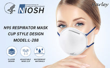 Load image into Gallery viewer, N95 Face Masks - BEST PRICE ON NET!  Harley L-288 N95 Particulate Respirators - NIOSH APPROVED
